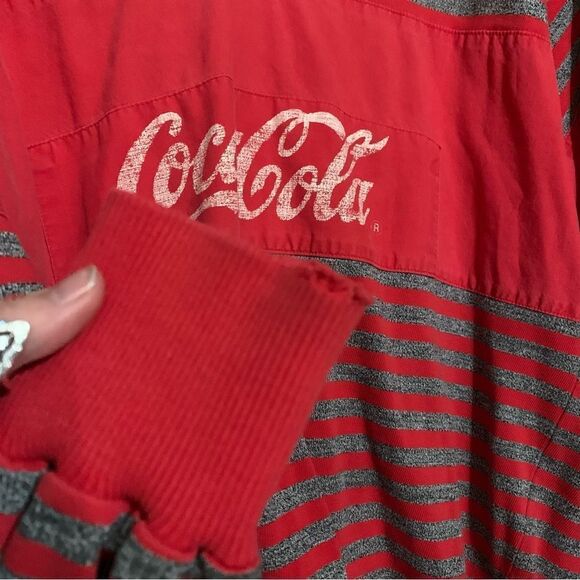 Vintage Coca Cola Coke 1/4 Button Long Sleeve Medium - Picture 3 of 7